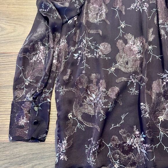 Grey by Jason WU Winter Floral Knot Blouse Silk Embroidery Purple Silver 2 / XS - Picture 7 of 8